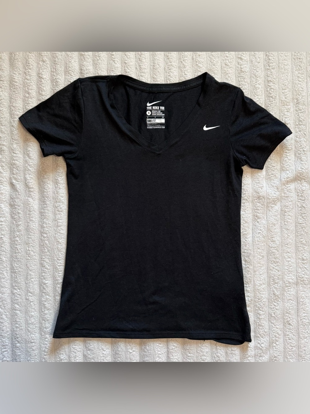 Nike Dri-FIT Women's V-Neck T-Shirt Black Size S Athletic Gym Top